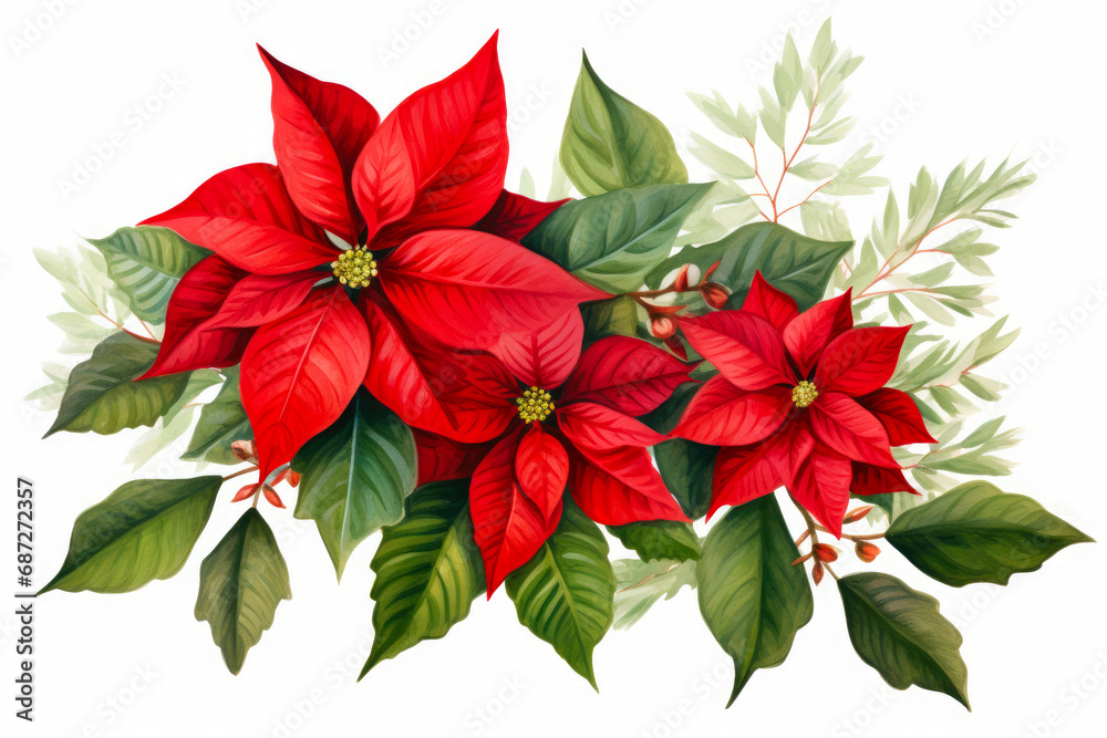 Vibrant Holiday Poinsettia Blooms