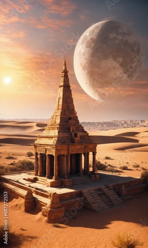 sunset at the temple