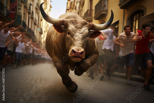Adrenaline-Fueled Race with Charging Bulls