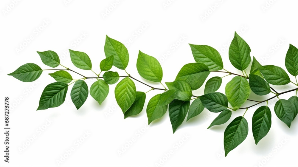 green leaves isolated on white