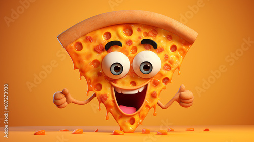 funny cute pizza slice with eyes