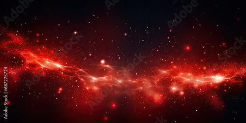 Red Glow Particle Extravaganza in Celestial Realm - Vibrant Luminescence - Bokeh Magic & Cosmic Radiance