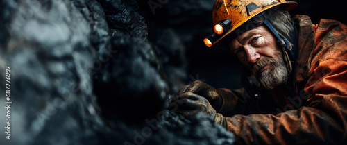 A miner extracting ore in a subarctic mine  photo