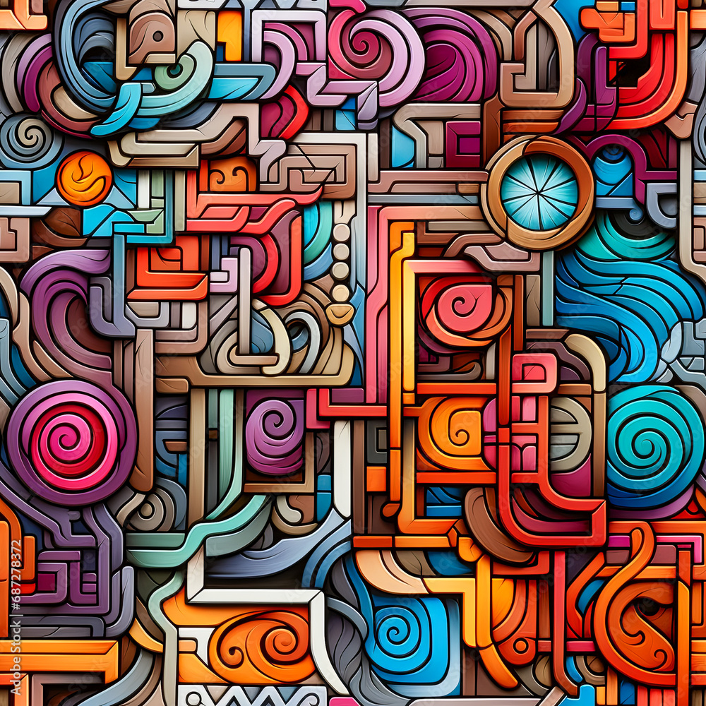 Maya Aztec Seamless tile pattern tribal AI art Maya Aztec Seamless tile pattern tribal AI art