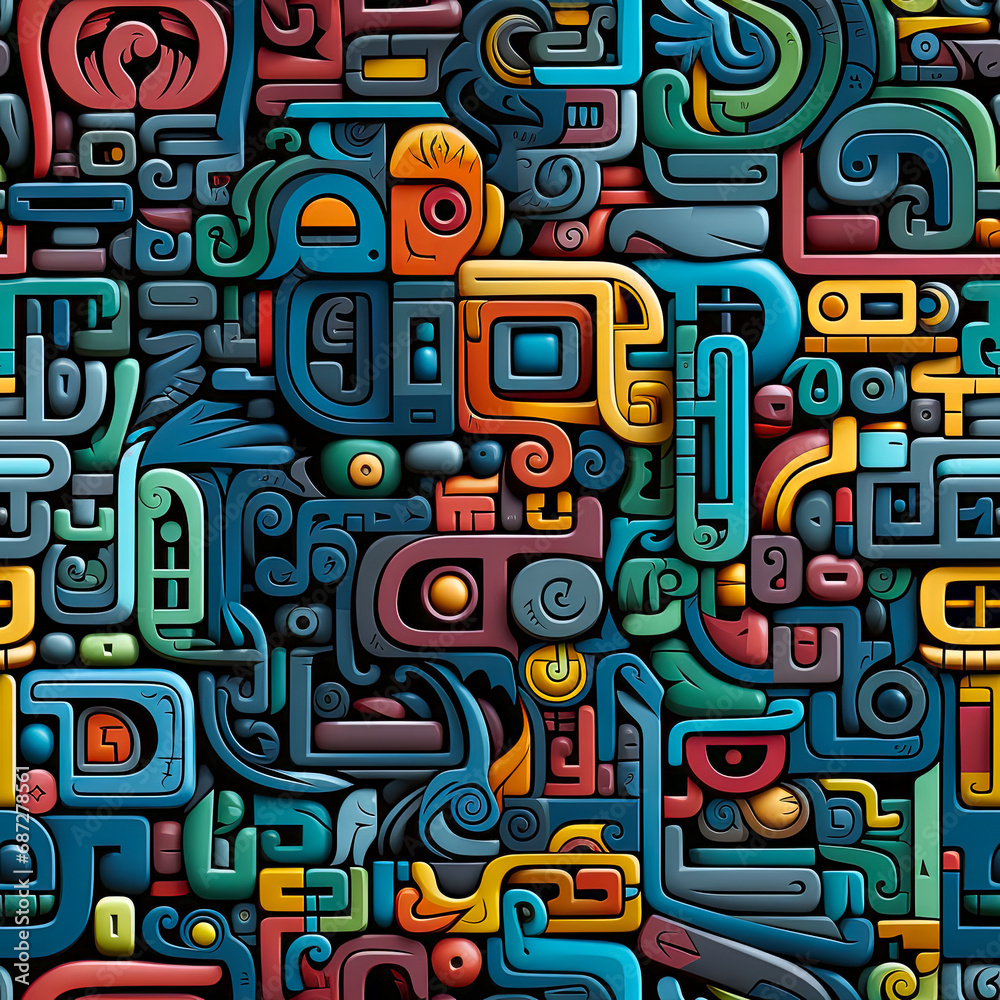 Maya Aztec Seamless tile pattern tribal AI art Maya Aztec Seamless tile pattern tribal AI art