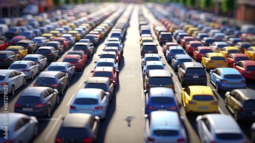 congestion on roads and parking spaces, demonstrating the problems of transport infrastructure