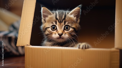 affectionate kitten in the photo knows how to "disappear" in the box
