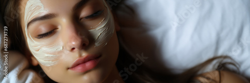 A saturating overnight face cream on a resting visage the concept of hydration  photo