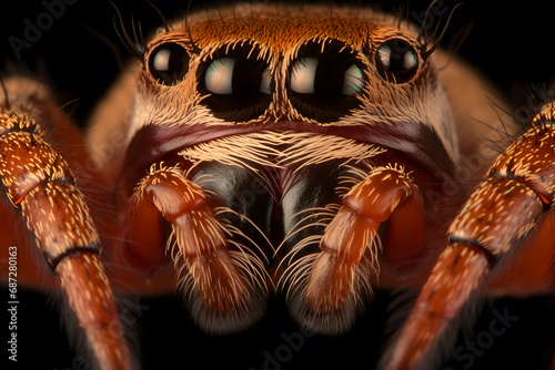 Super macro image of Jumping spider. Neural network AI generated art