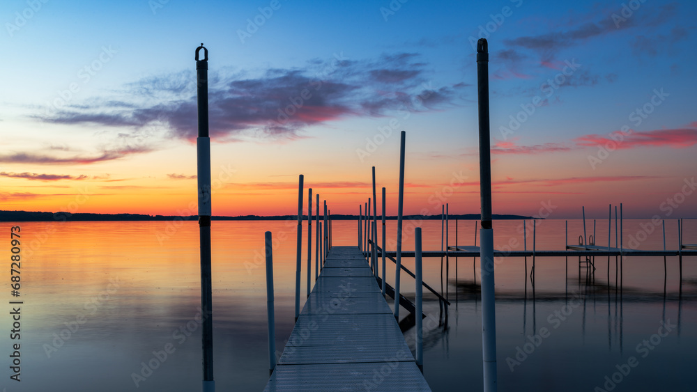 dock on the bay during summer sunset