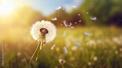 dandelion on the meadow photo