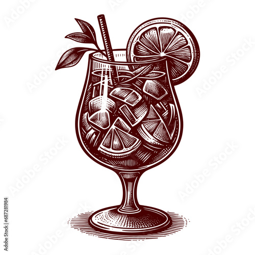 glass of sangria drink sketch