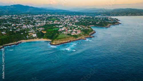 Puerto escondido oaxaca state in Mexico aerial drone surf spot pacific coast 