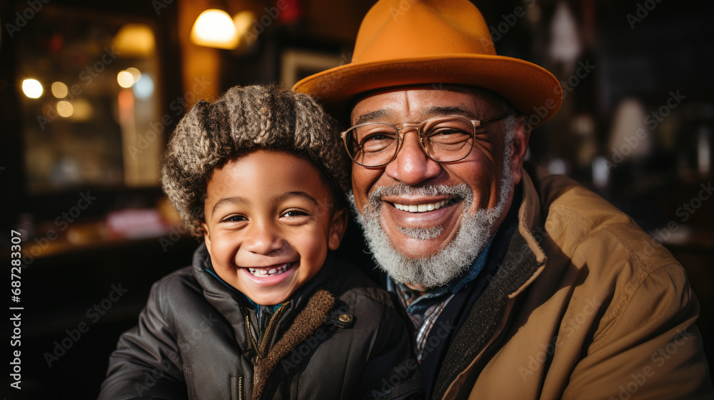 African American Grandpa with Grandson