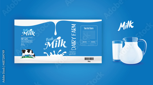 Milk Bottle Packaging with milk glass & milk jar