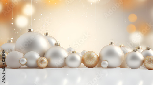 Gilded Elegance: A Symphony of Christmas Magic with Gold and Silver Design Elements in the Subtle Hues of Light Gray