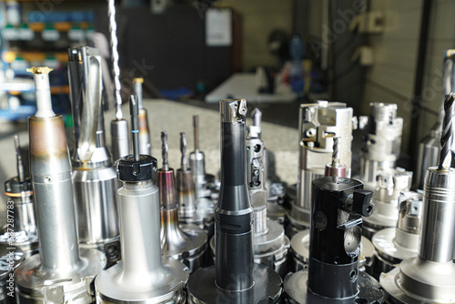 Tools for metal processing on a CNC milling machine. photo