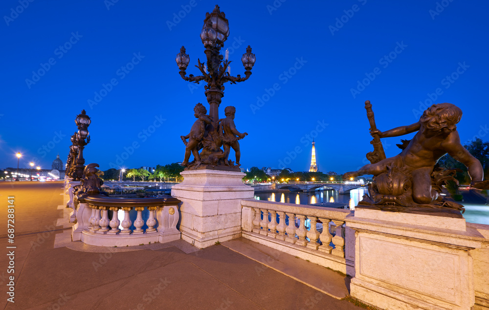 Alexander III bridge at night, Paris