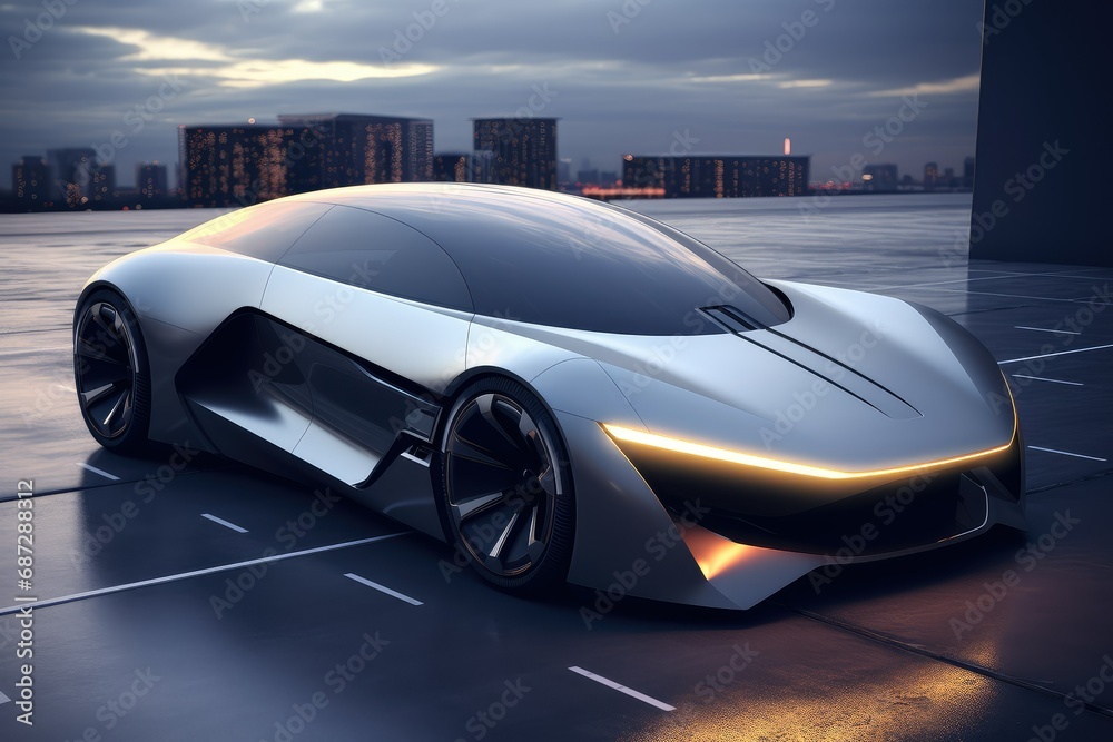Modern Electric car, futuristic sports car, 3D rendering of a brand-less generic concept car in the city, Powerful acceleration of a super car on a night track Modern Electric car, futuristic sports car, 3D rendering of a brand-less generic concept car in the city, Powerful acceleration of a super car on a night track