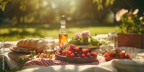 Tasty Food Picnic with Sun Flare on Transparent Background