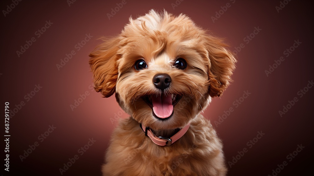 Full-body studio photography of a happy, cute puppy, set against a solid, clean color backdrop, radiating joy and charm. Full-body studio photography of a happy, cute puppy, set against a solid, clean color backdrop, radiating joy and charm.