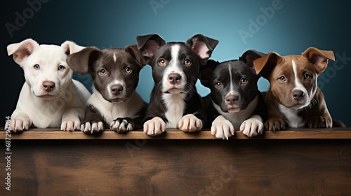 Promote puppy adoption with a heartwarming studio photo of a joyful  cute puppy against a vibrant  clean-colored backdrop.