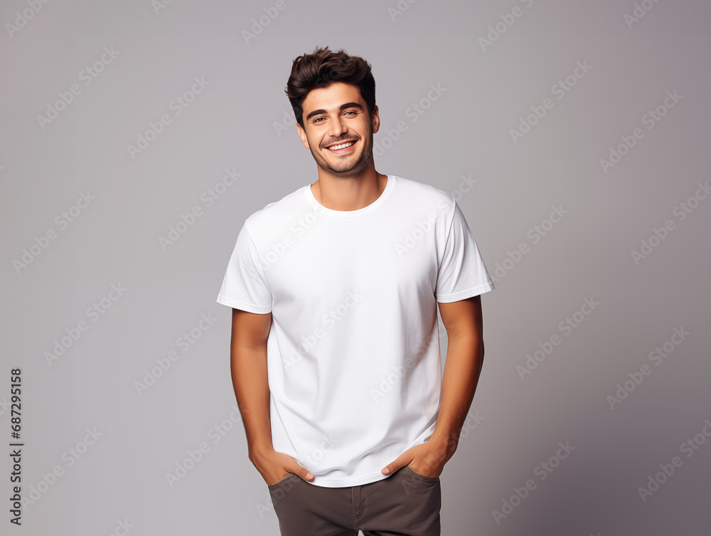 a young male model wearing a blank T shirt for use as mockup with blank background a young male model wearing a blank T shirt for use as mockup with blank background