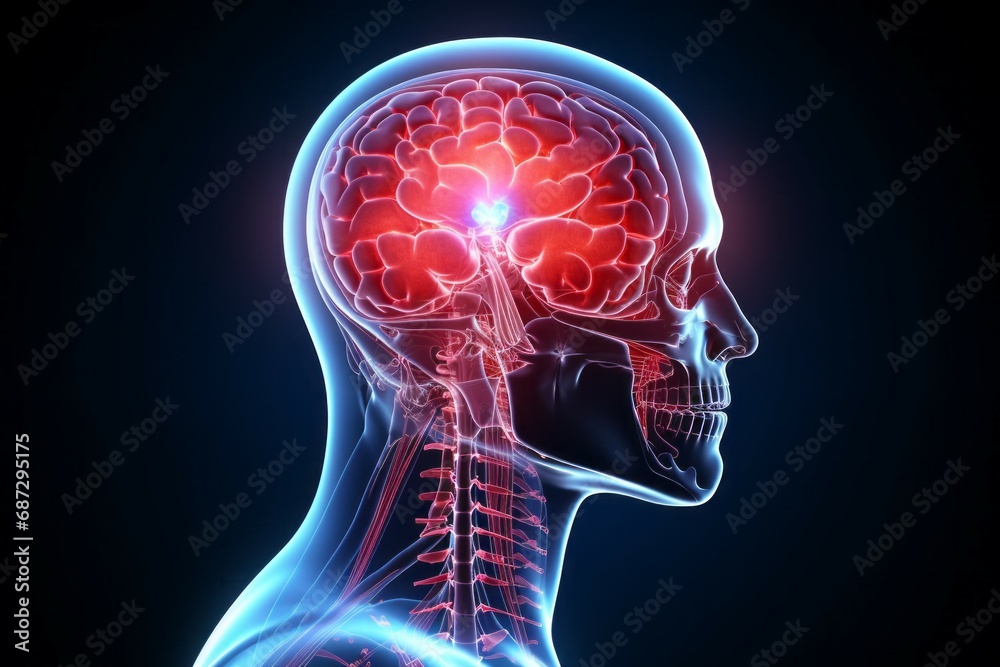 Hologram of the human brain. Background with selective focus and copy space Hologram of the human brain. Background with selective focus and copy space