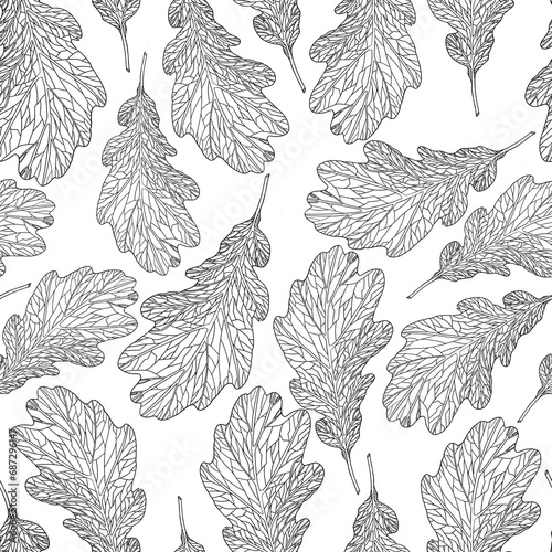 seamless pattern with leaves oak 