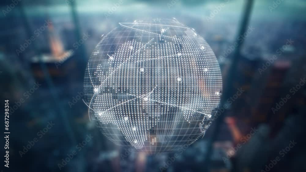 Digital earth map background. Social network connections. Global world communication big data. Bitcoin blockchain database technology concept. Business finance communicate and crypto currency web 3.0