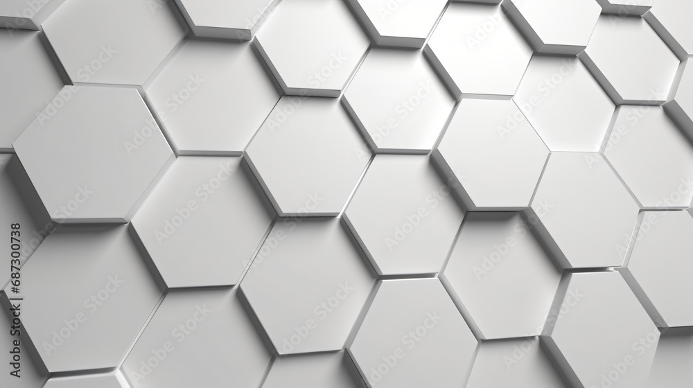 Fototapeta premium Abstract art background Hexagonal white grey, white background texture, 3d illustration, 3d rendering
