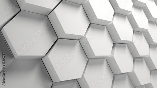 Abstract art background Hexagonal white grey, white background texture, 3d illustration, 3d rendering