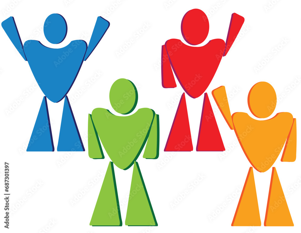 Four abstract anthropormorphic icons of persons Four abstract anthropormorphic icons of persons