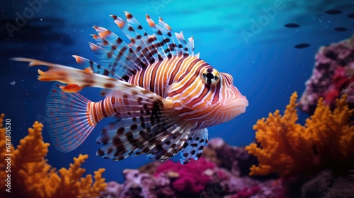 Sea coral reef with close up fish wallpaper background