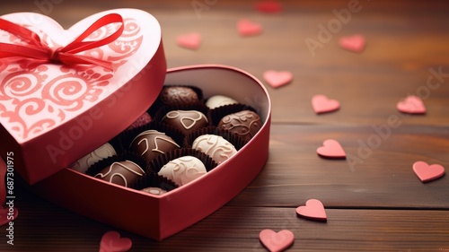 Heart-shaped box of chocolates with a decorative bow