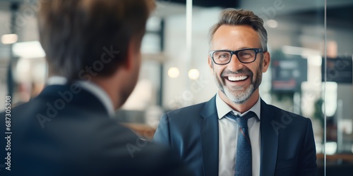 Businessman consultant in a meeting financial banking consultation assistant taking loan business target discussion in corporation - Generative ai photo