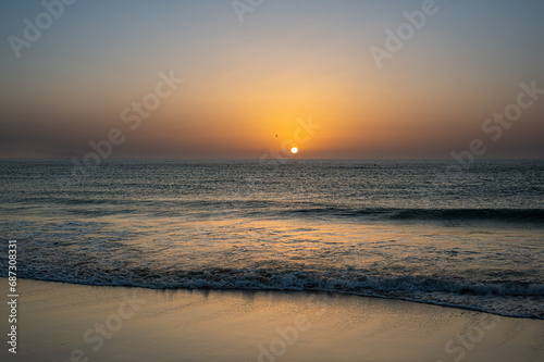 Sunrise over the Atlantic Ocean from Sotavento Beach, Costa Calma, Fuerteventura, Spain