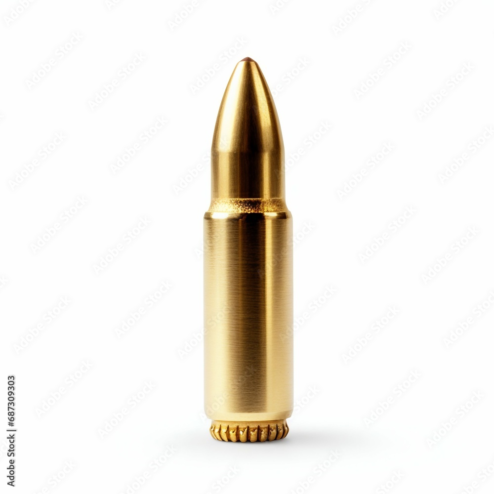 Golden Bullet Cartridge Isolated on White. Generative ai Golden Bullet Cartridge Isolated on White. Generative ai