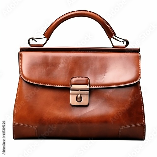 Elegant Leather Handbag on White Background. Generative ai