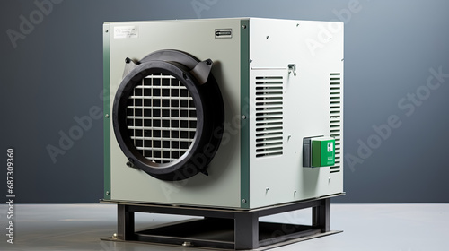 Power supply unit of the air conditioner, isolated on gray background.  photo