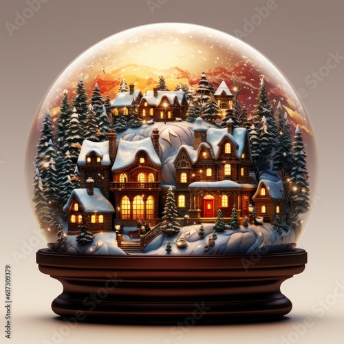 Snow globe toy gift for Christmas and New Year. Happy time of gifts and holidays in 2024. Celebrating holidays with family, family evening © Gizmo