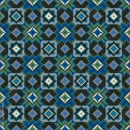 Traditional Georgian folk art embroidery vector pattern