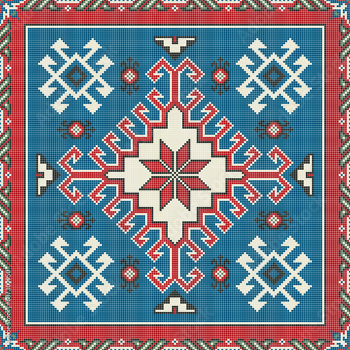 Traditional Georgian folk art embroidery vector pattern