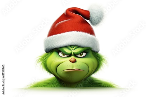 Christmas holiday symbol, Merry Christmas and Happy New Year, 2024, green robber who is trying to steal the holiday