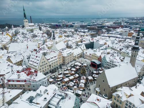 Bird's-Eye View of Tallinn Old Town Square Christmas Market