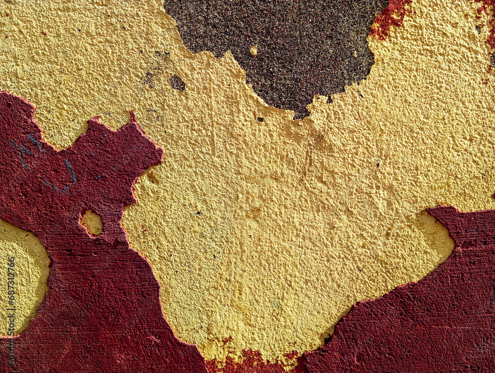 Weathered cement wall with flaking and peeling paint. Abstract grunge wall texture background. Aged concrete wall with copy space. Weathered cement wall with flaking and peeling paint. Abstract grunge wall texture background. Aged concrete wall with copy space.