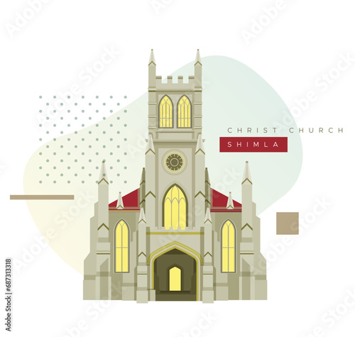 Christ Church - Shimla - Stock Illustration