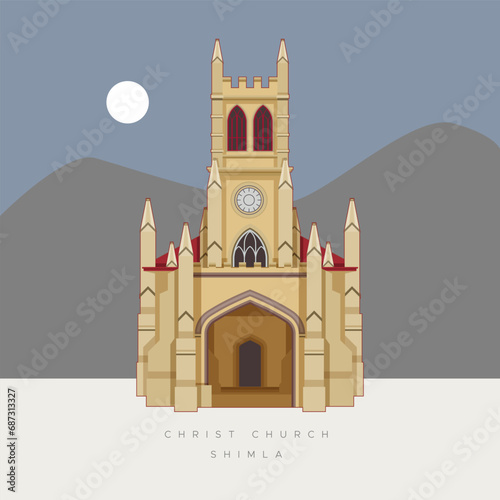 Christ Church - Shimla - Stock Illustration