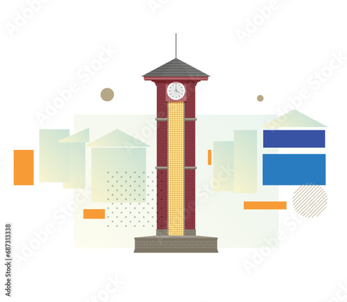 Srinagar, Jammu and Kashmir - Lal Chowk -  Icon Illustration