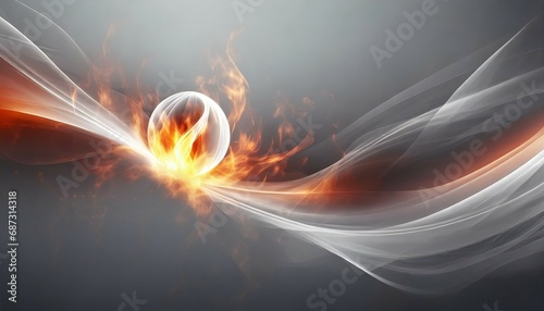 glowing redish grey abstract background with a fire ball flying generative ai photo